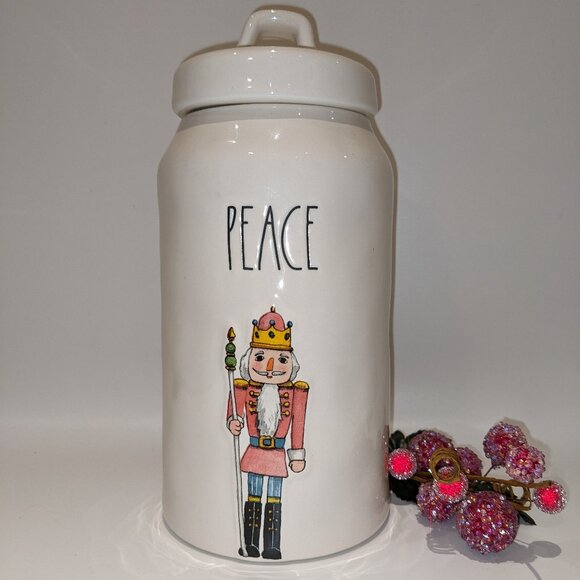Brand New Never Used Rae Dunn Christmas Nutcracker Peace Ceramic Cannister Jar - Picture 1 of 7